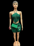 black and green skirt set